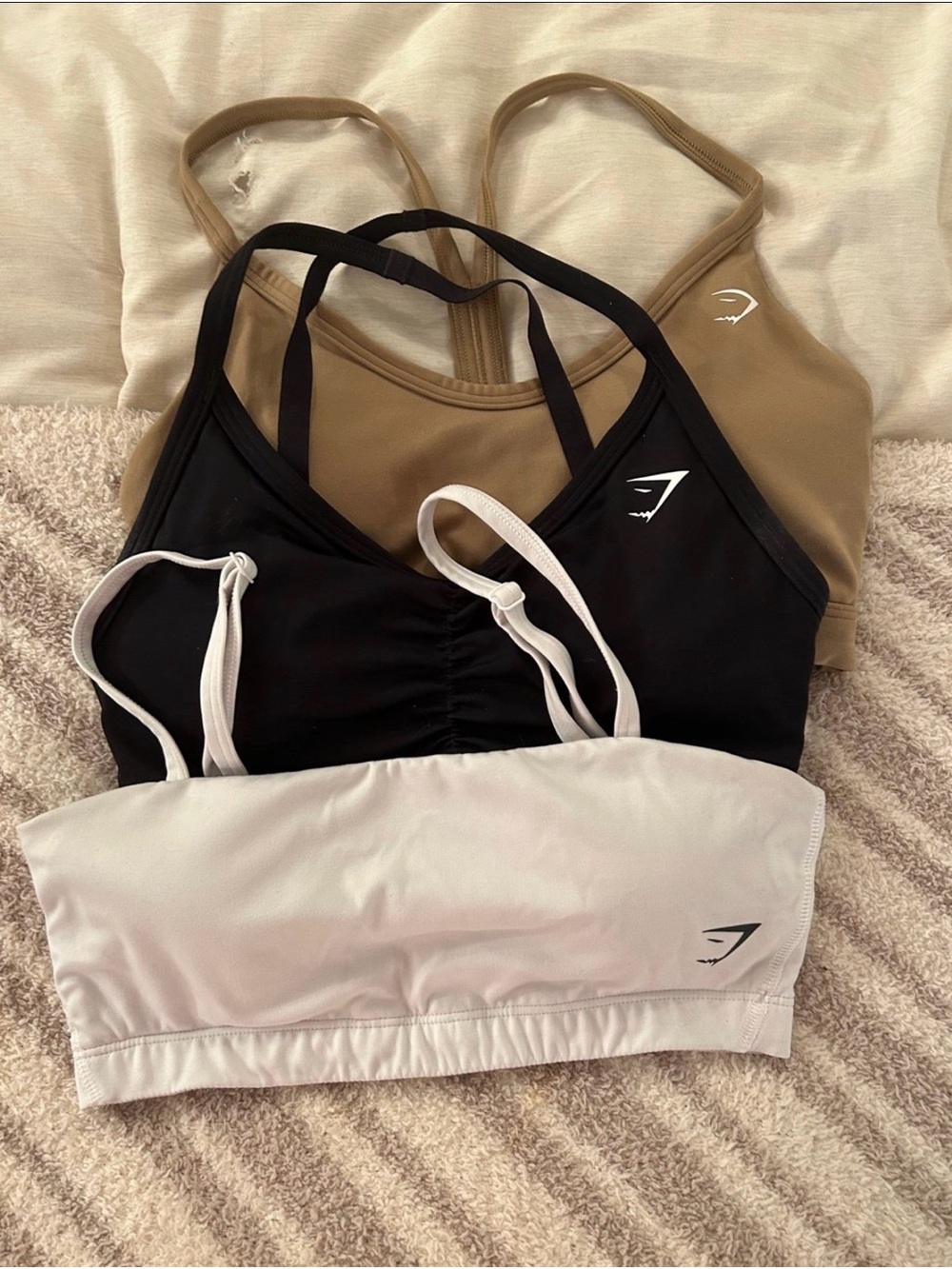 Gymshark Bralette Set in Black, Taupe, White